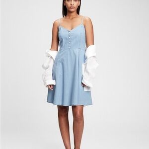 💜 GAP Light Blue Button-Front Mini Dress